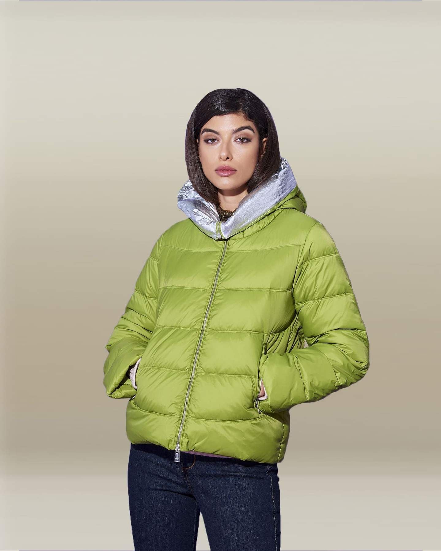 Silvian Heach Olive Nylon Women Jacket