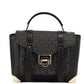 Michael Kors Manhattan Medium Black Signature Leather Purse Satchel Handbag