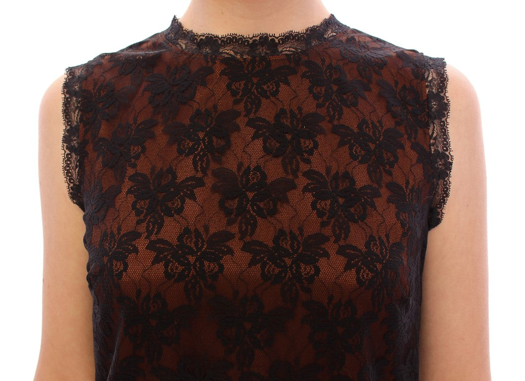 Dolce & Gabbana Elegant Floral Lace Shift Mini Dress