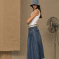 Don The Fuller Chic Blue Denim Pleated Skirt