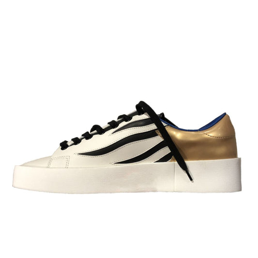 Golden Goose Flame Adorned White Leather Sneakers