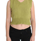 PINK MEMORIES Elegant Green Sleeveless Vest Sweater