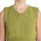 PINK MEMORIES Elegant Green Sleeveless Vest Sweater