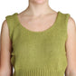 PINK MEMORIES Elegant Green Knit Sleeveless Vest Sweater