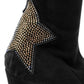 Elisabetta Franchi Chic Suede Calfskin Boots with Rhinestone Heel