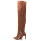 Elisabetta Franchi Rhinestone Embellished Suede Boots in Brown