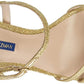 Stuart Weitzman Glimmering Gold Glitter Ankle Strap Heels