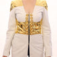 Vladimiro Gioia Elegant White & Gold Leather Jacket