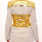 Vladimiro Gioia Elegant White & Gold Leather Jacket