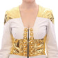 Vladimiro Gioia Elegant White & Gold Leather Jacket