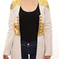 Vladimiro Gioia Elegant White & Gold Leather Jacket