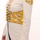 Vladimiro Gioia Elegant White & Gold Leather Jacket