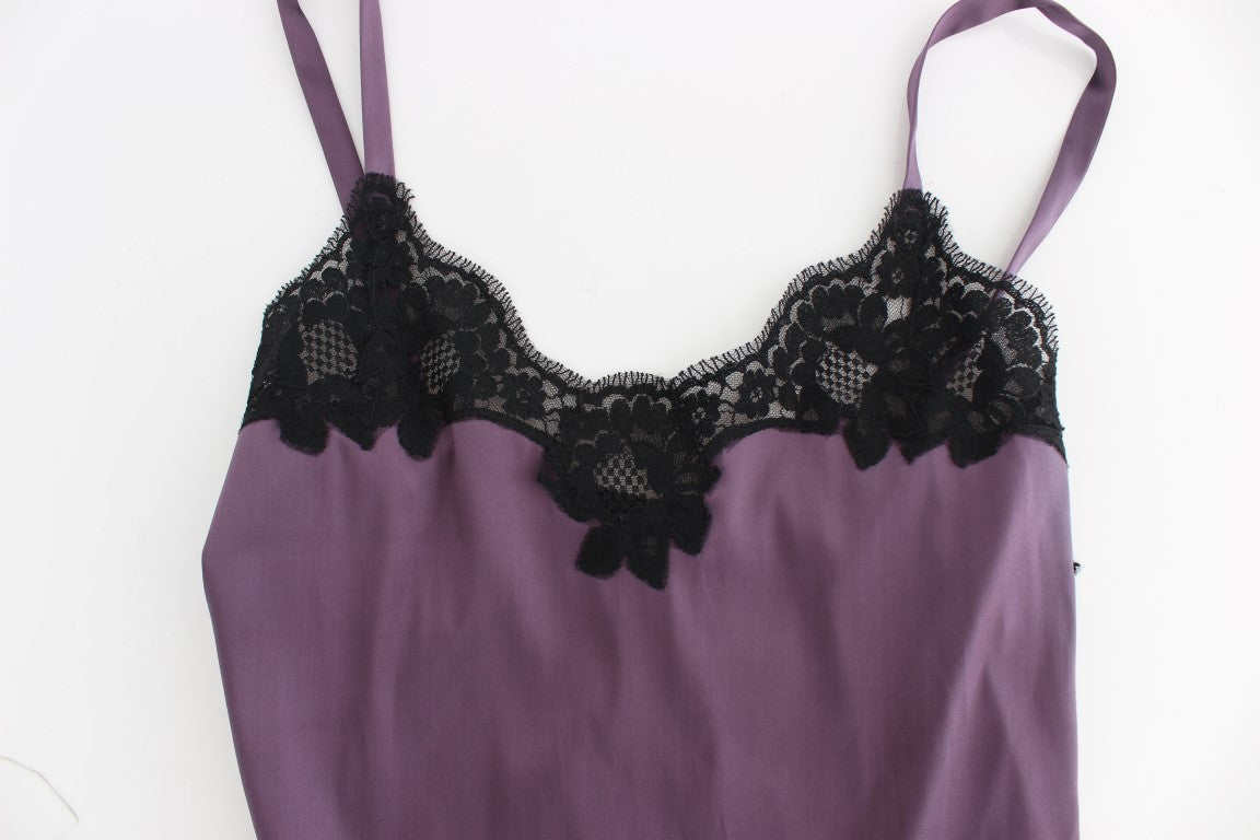 Dolce & Gabbana Elegant Purple Silk Lace Chemise Dress