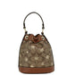 COACH Dempsey 15 Small Snowflake Print Khaki Coated Canvas Bucket Bag