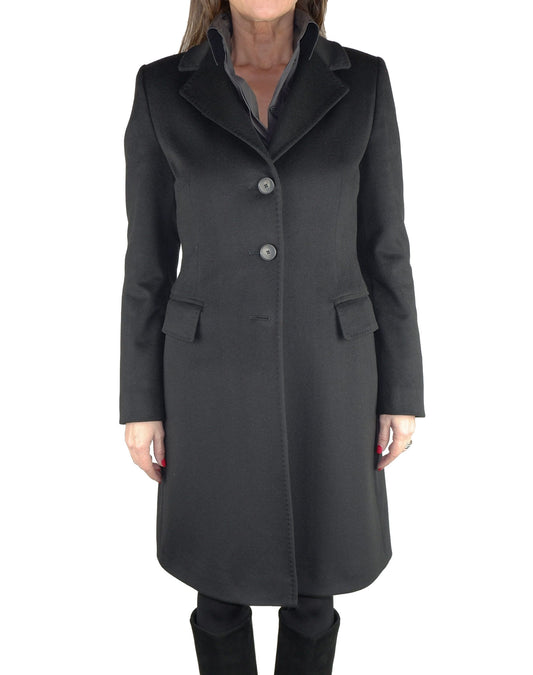 Made in Italy Black Wool Women Coat