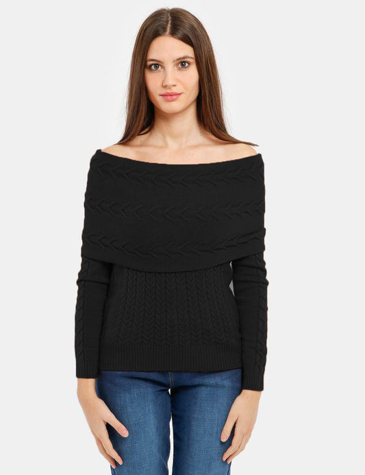 Yes Zee Black Acrylic Women Sweater