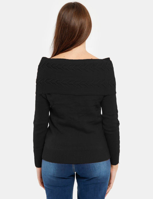 Yes Zee Black Acrylic Women Sweater