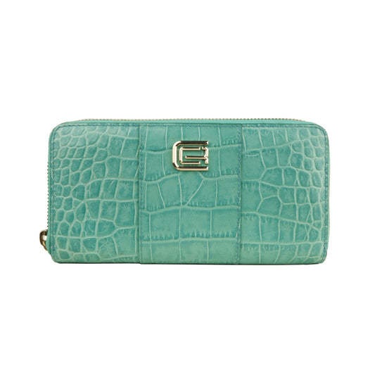 Cavalli Class Light Blue Calfskin Women Wallet