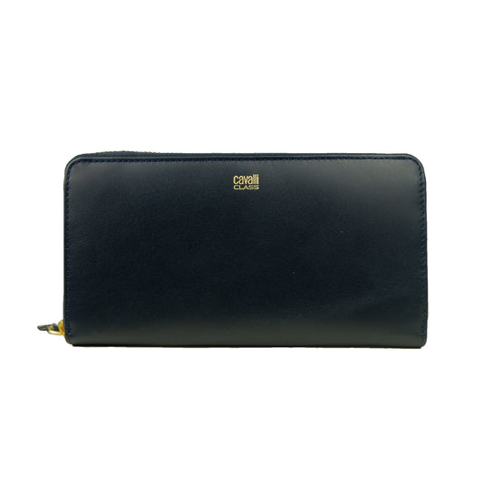 Cavalli Class Elegant Dark Blue Leather Wallet