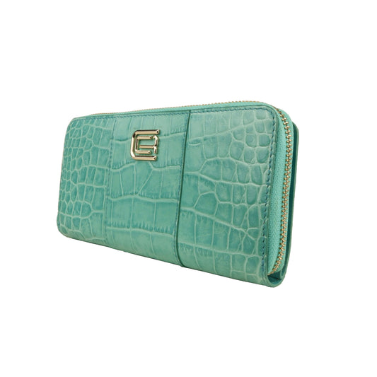 Cavalli Class Light Blue Calfskin Women Wallet