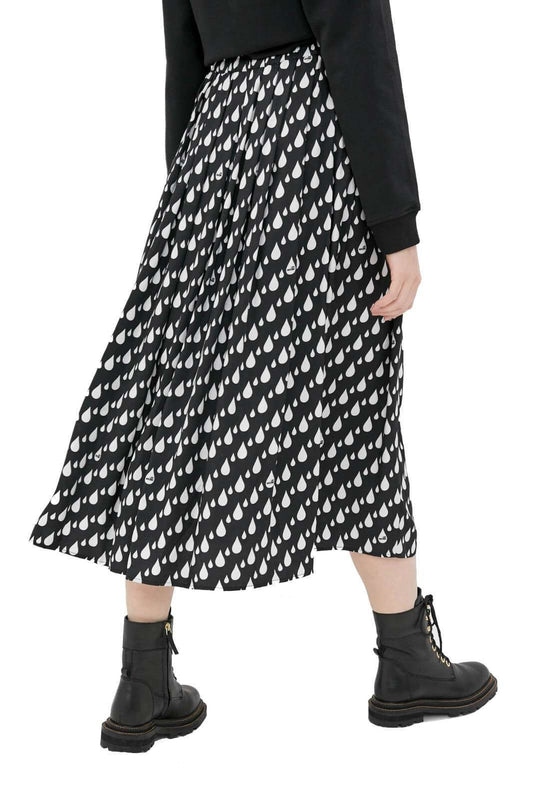 Love Moschino Chic Longuette Skirt with White Drops Design