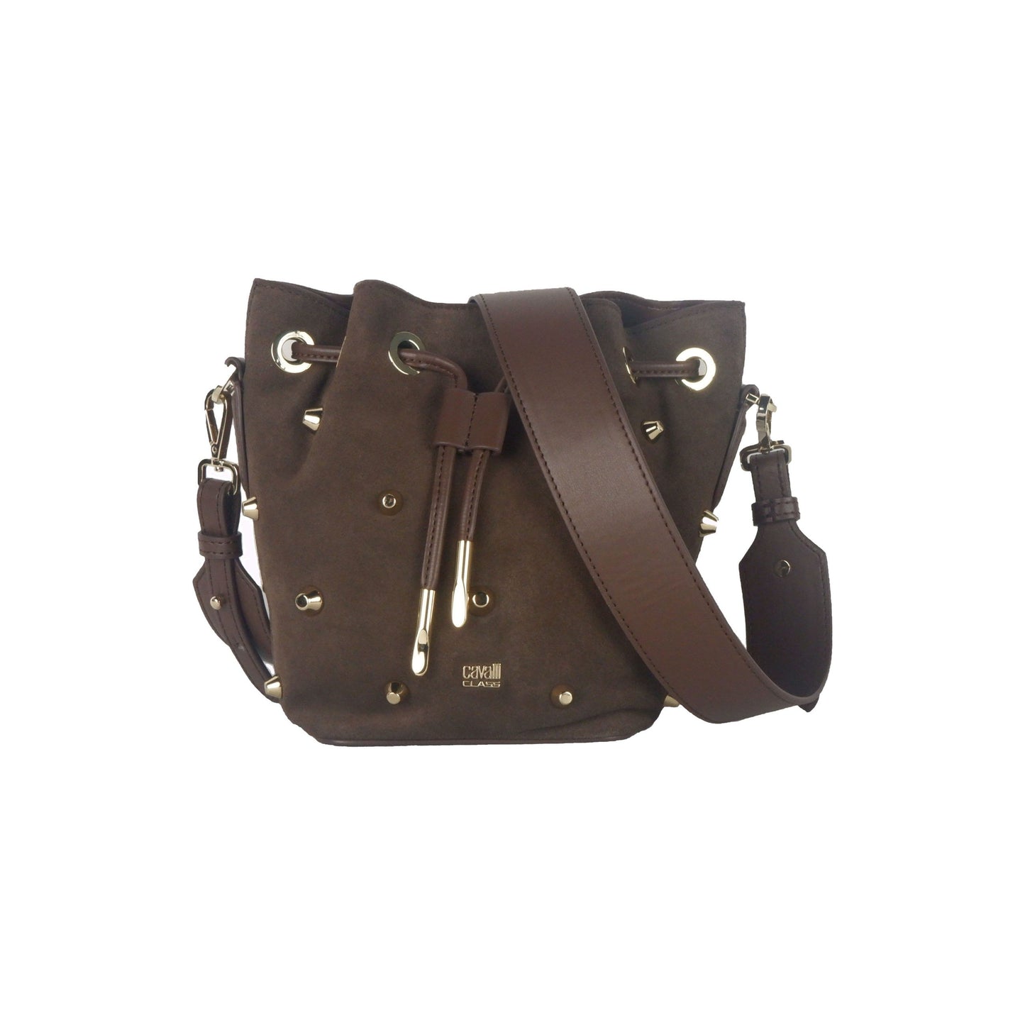 Cavalli Class Brown Calfskin Women Crossbody Bag