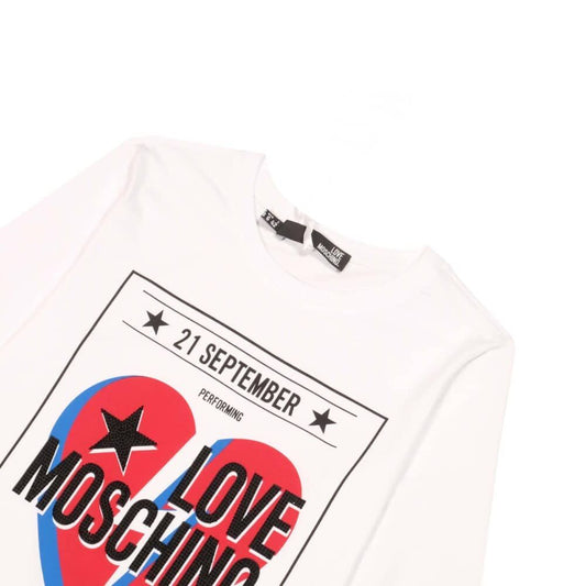 Love Moschino Beaded Cotton Tee with Elegant Print