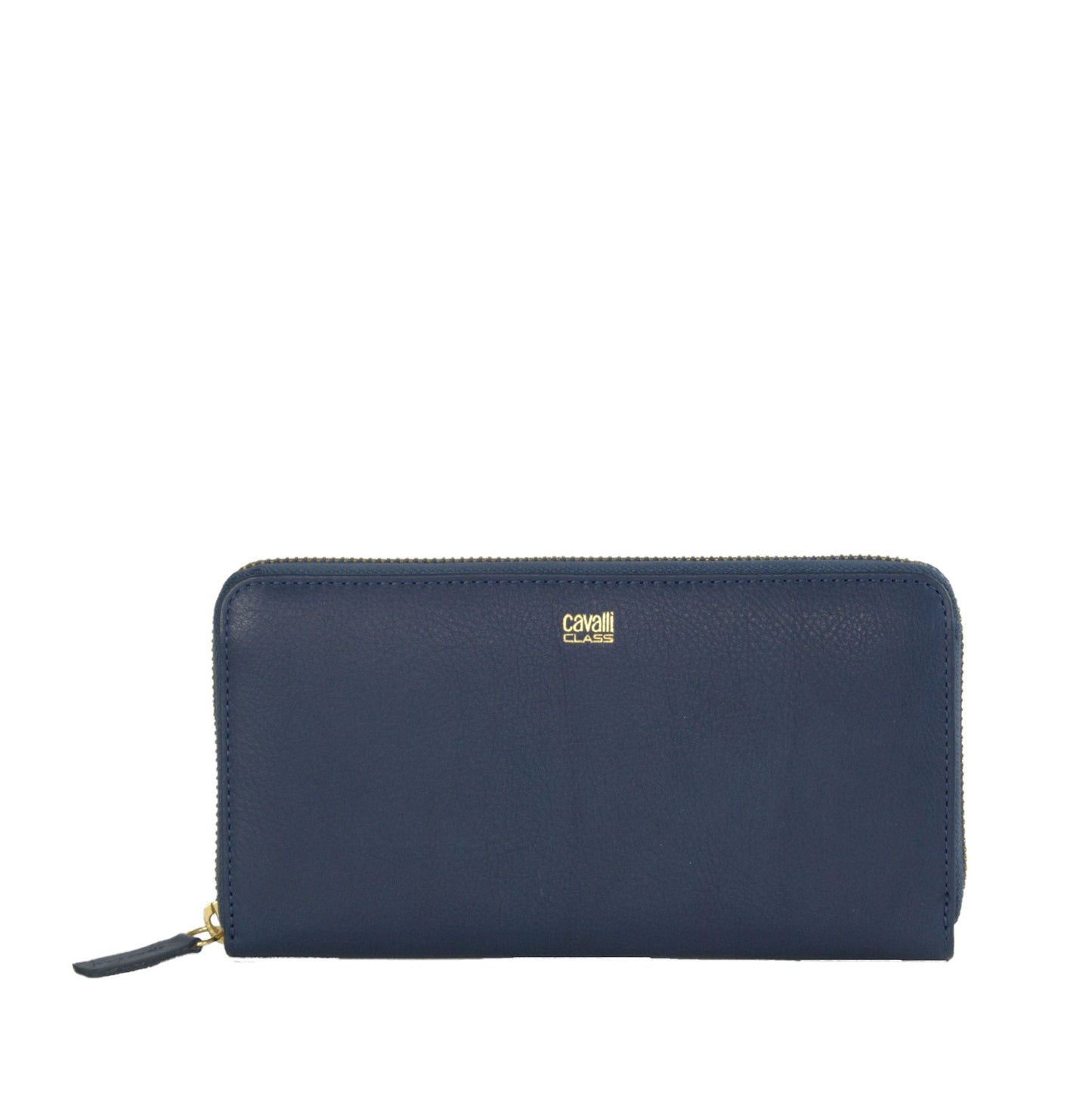 Cavalli Class Elegant Long Zipper Calfskin Wallet in Blue