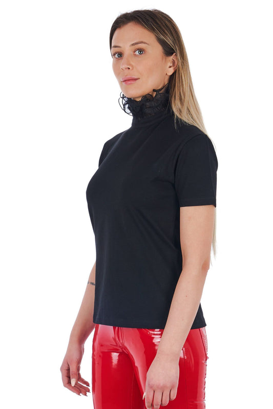 Frankie Morello Black Cotton Women T-Shirt