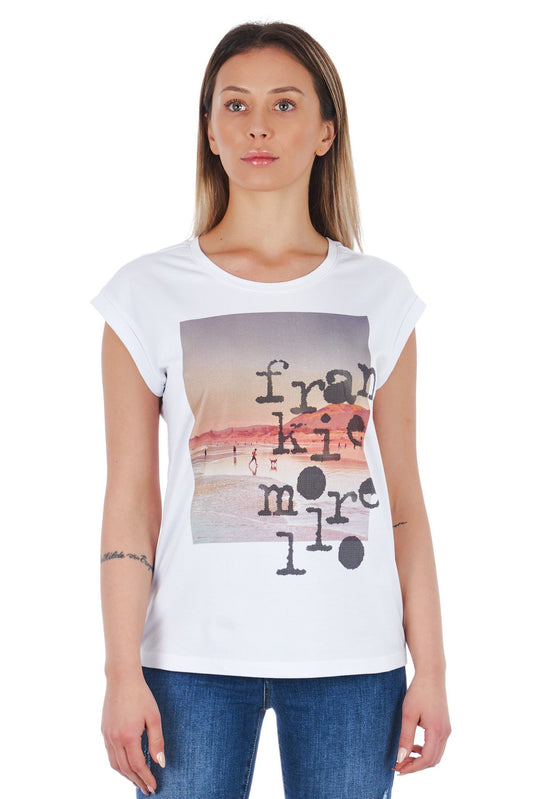 Frankie Morello White Cotton Women T-Shirt