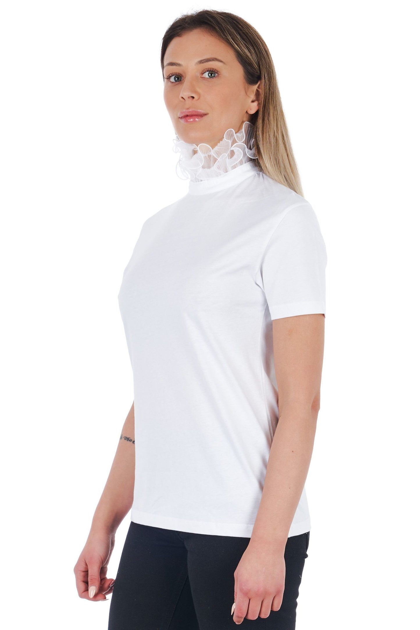 Frankie Morello White Cotton Women T-Shirt