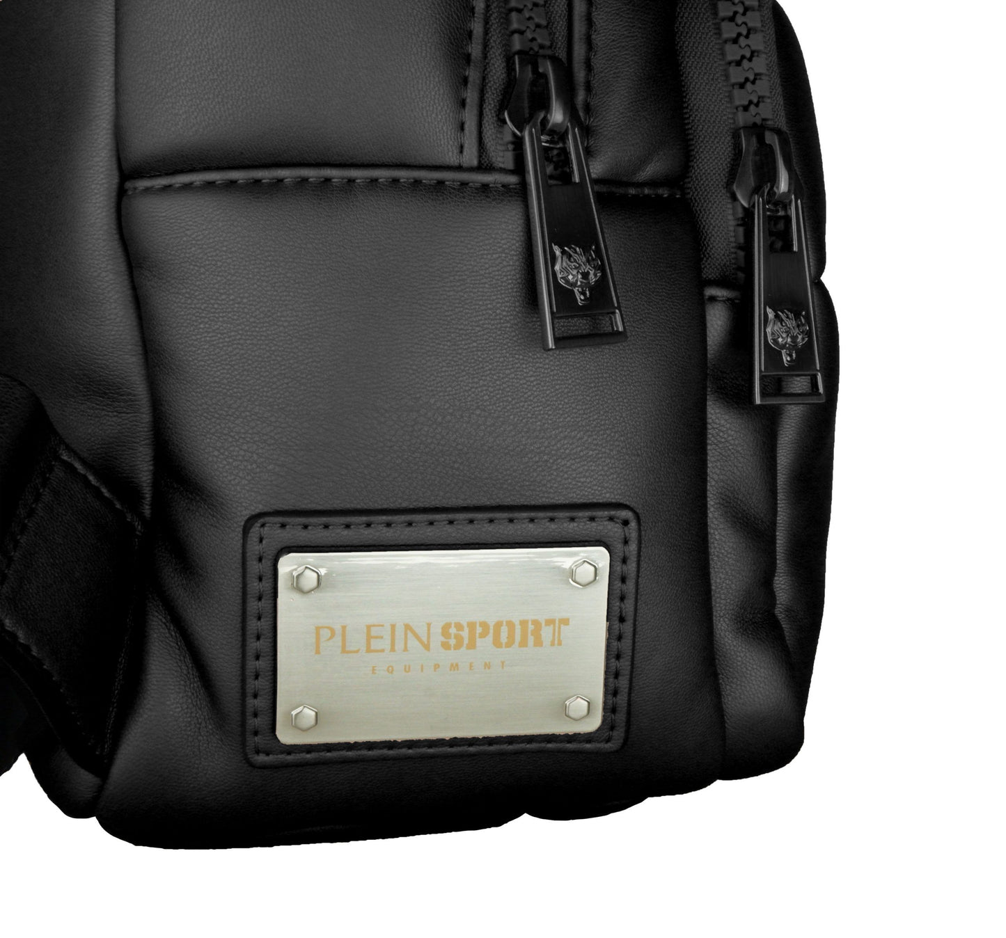 Plein Sport Elegant Black Designer Backpack with Logo Detailing