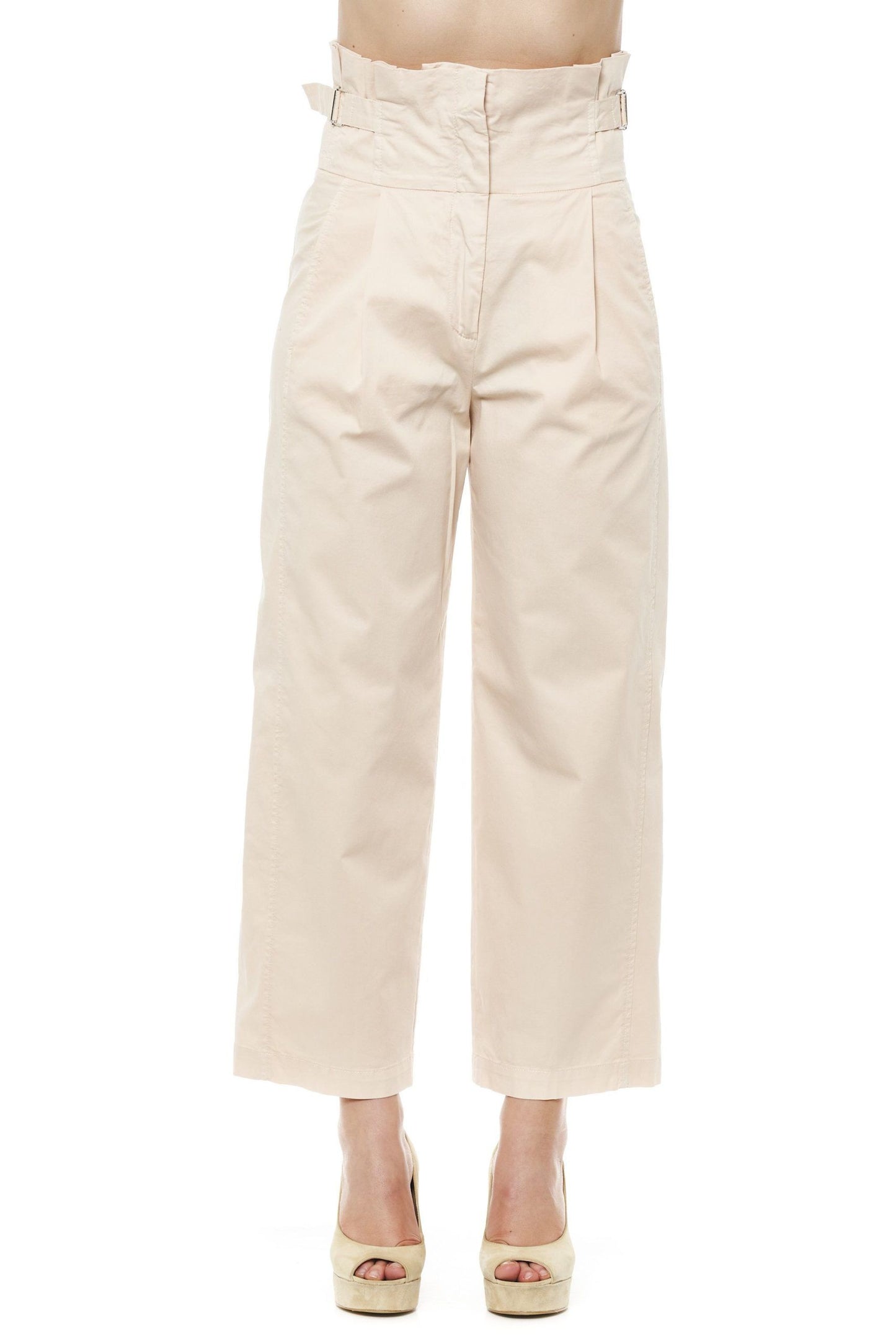 Peserico Beige Cotton Women Palazzo Pants