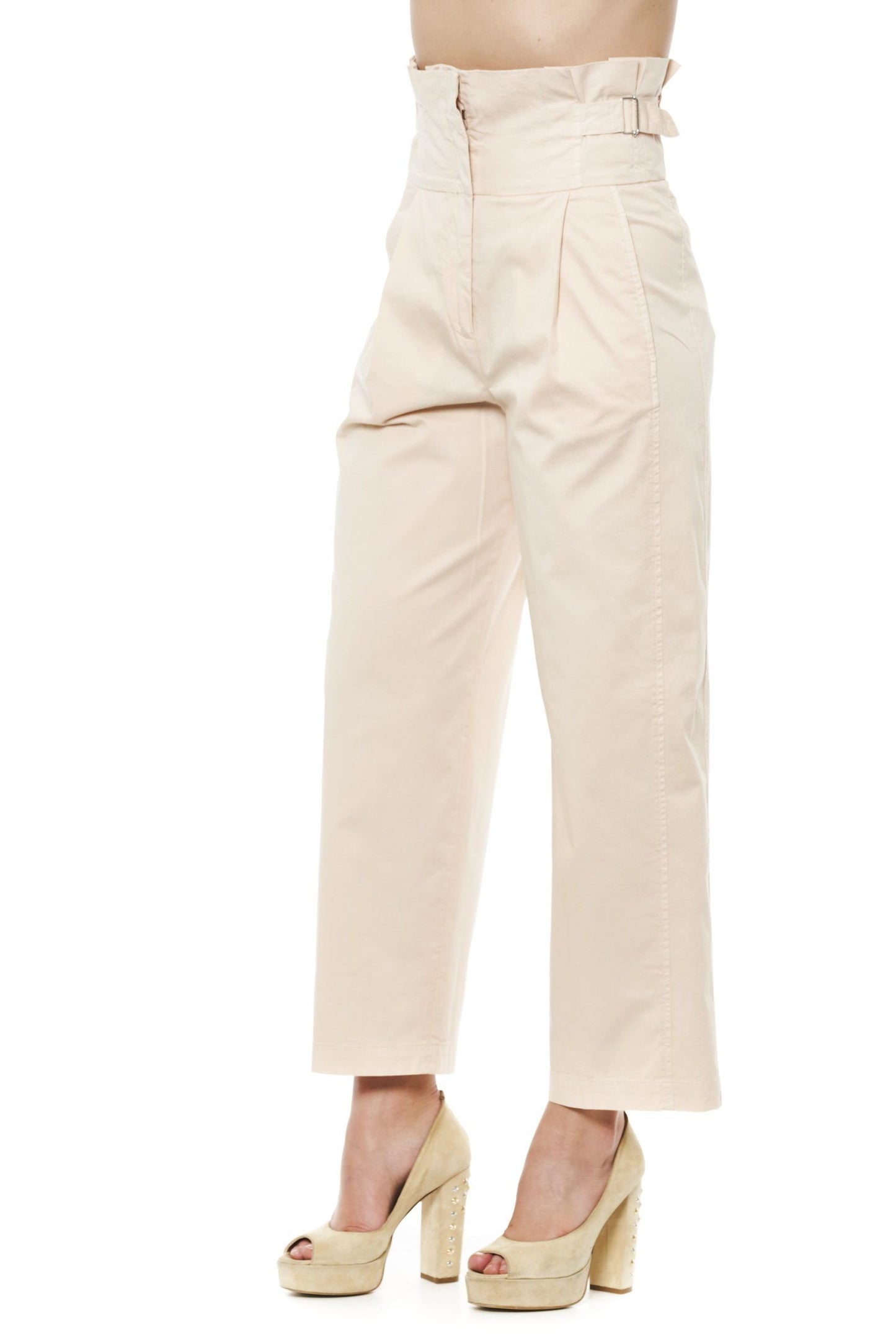 Peserico Beige Cotton Women Palazzo Pants