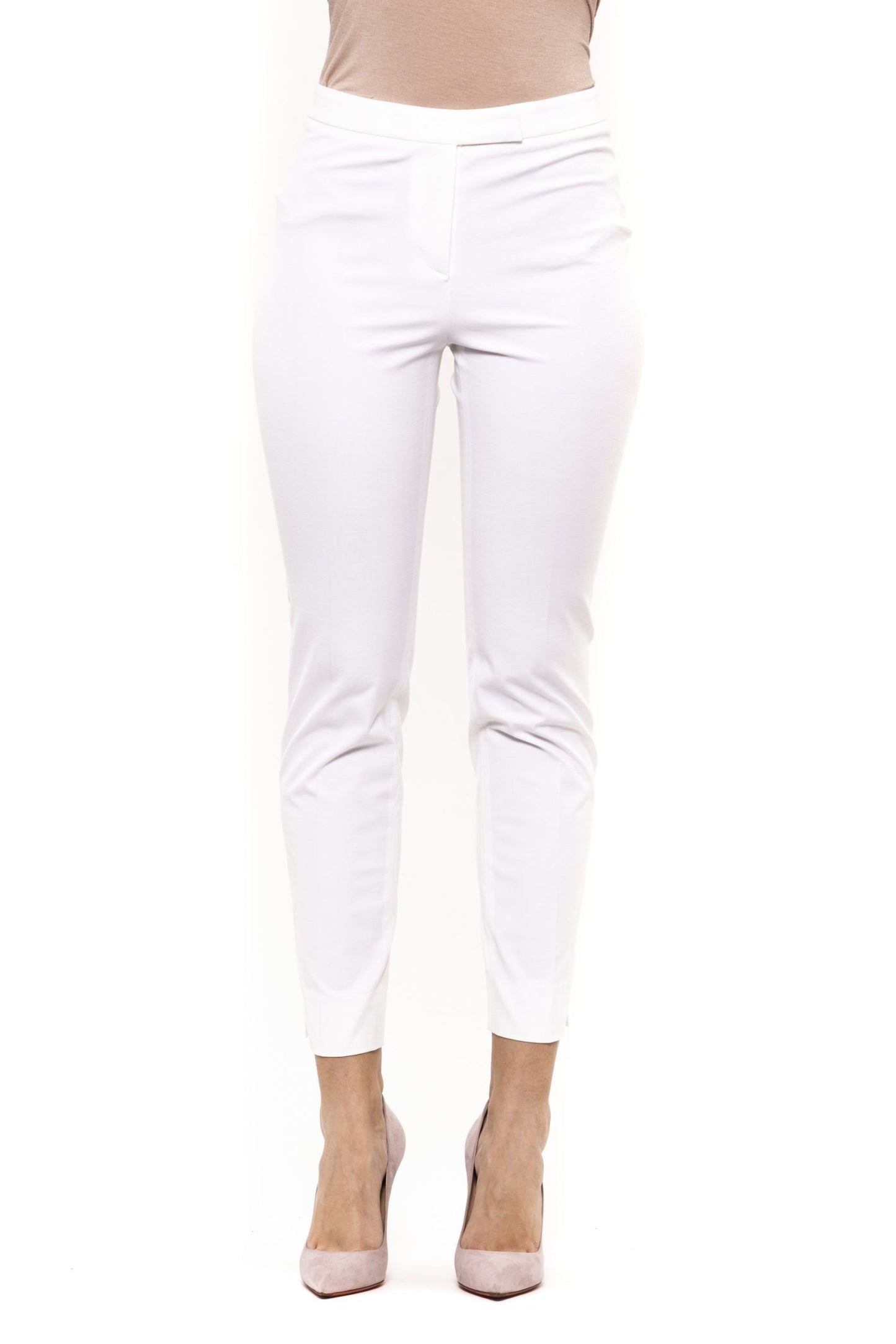 Peserico White Cotton Women Trouser