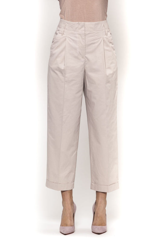 Peserico Beige Cotton Women Palazzo Trouser