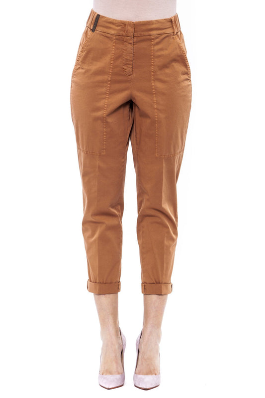 Peserico Brown Cotton Women Trouser