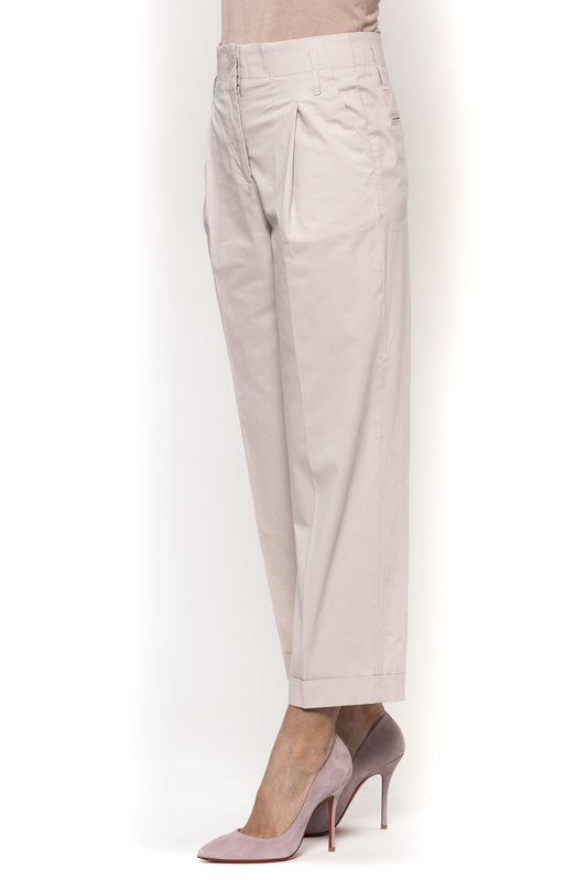 Peserico Beige Cotton Women Palazzo Trouser