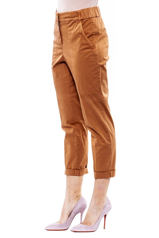 Peserico Brown Cotton Women Trouser