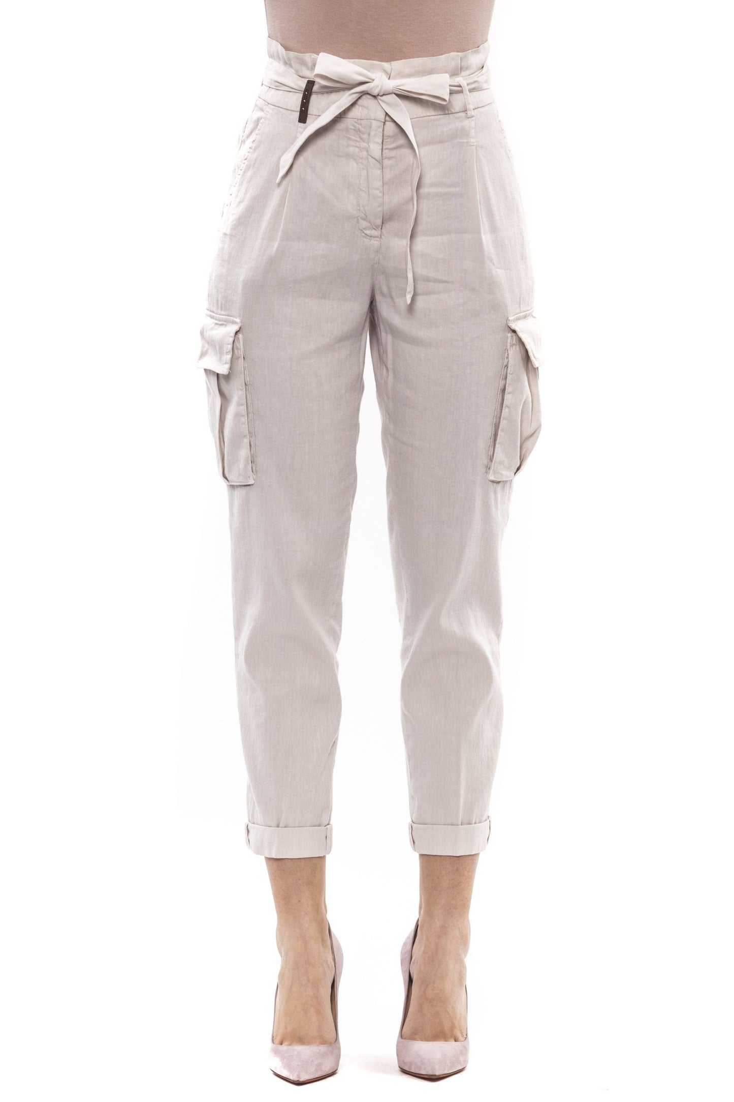 Peserico Beige Linen Women's Trouser