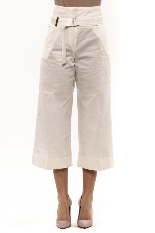 Peserico White Cotton Women Palazzo Trouser