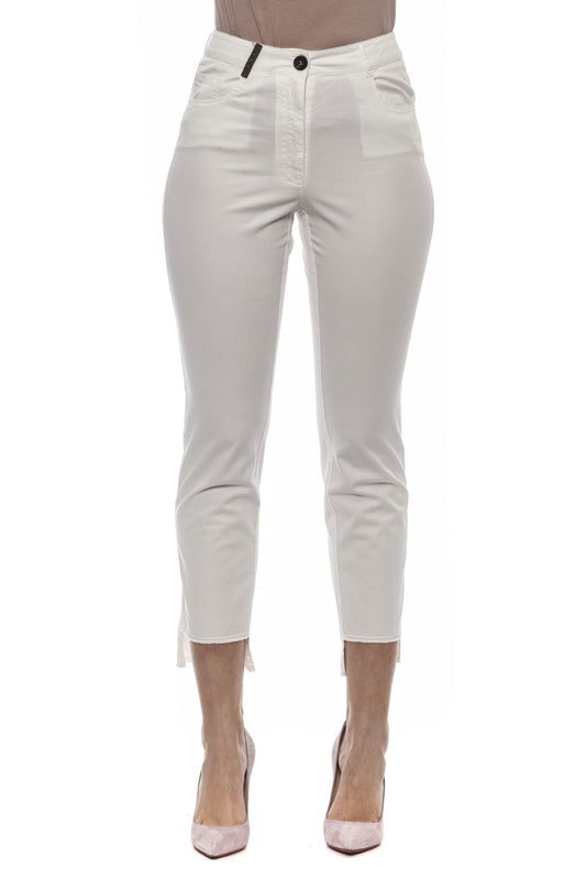 Peserico White Cotton Women Pants