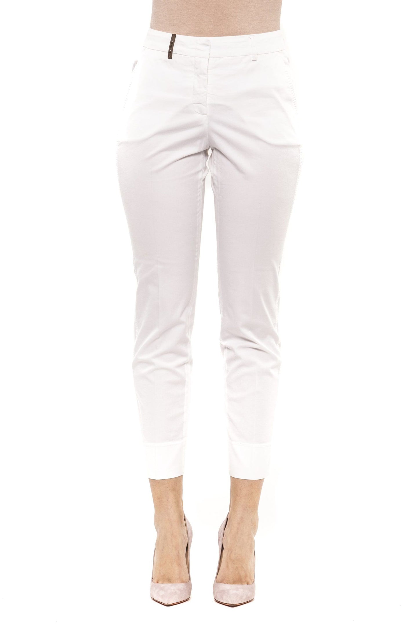 Peserico White Cotton Women Pant