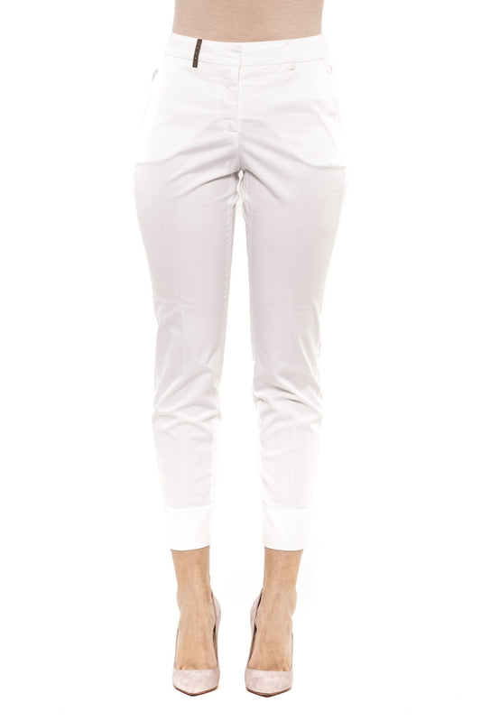 Peserico White Cotton Women Pant