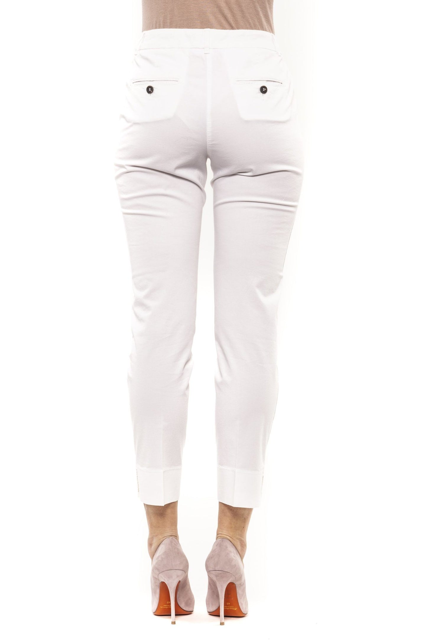 Peserico White Cotton Women Pant