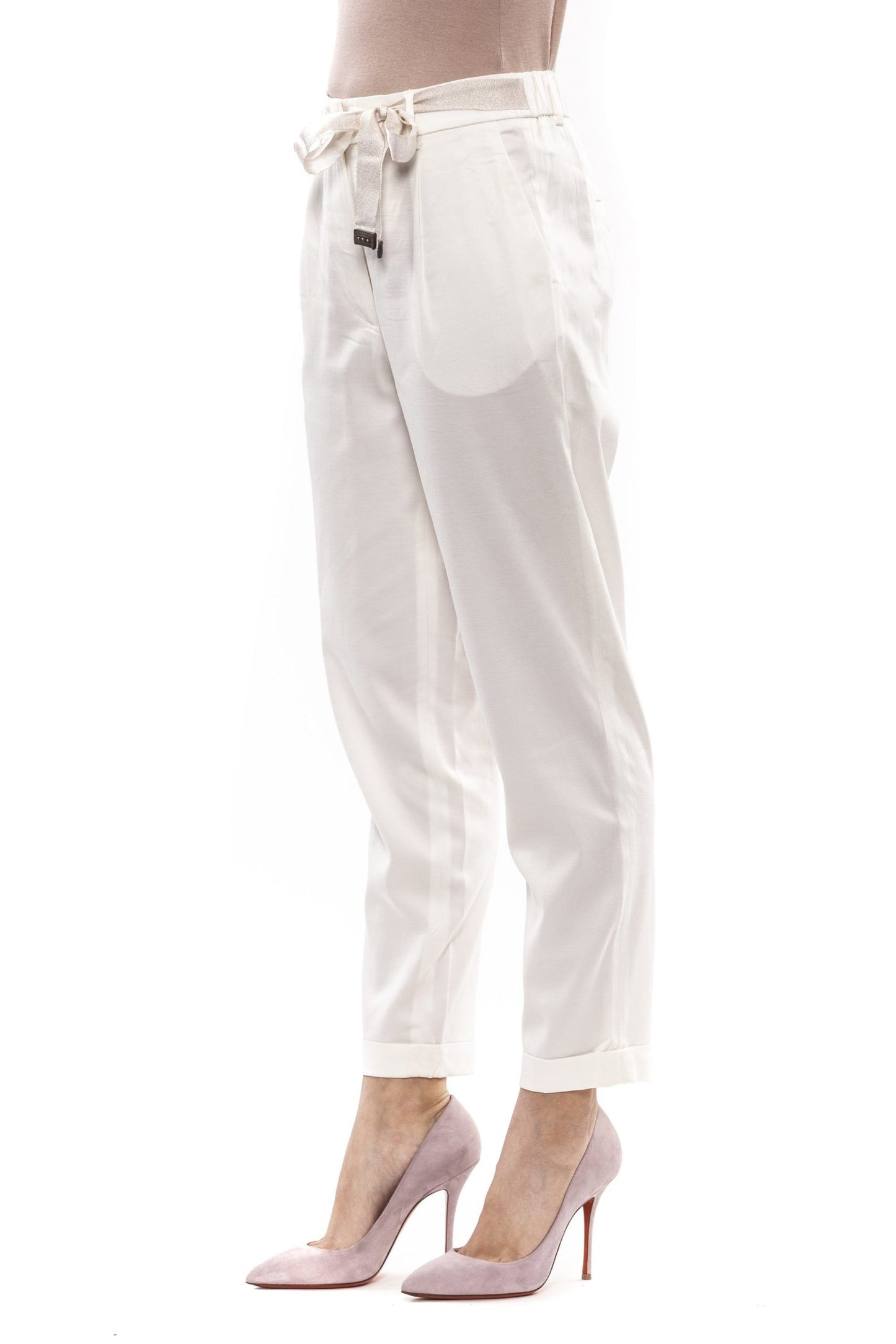 Peserico White Viscose Women Pant