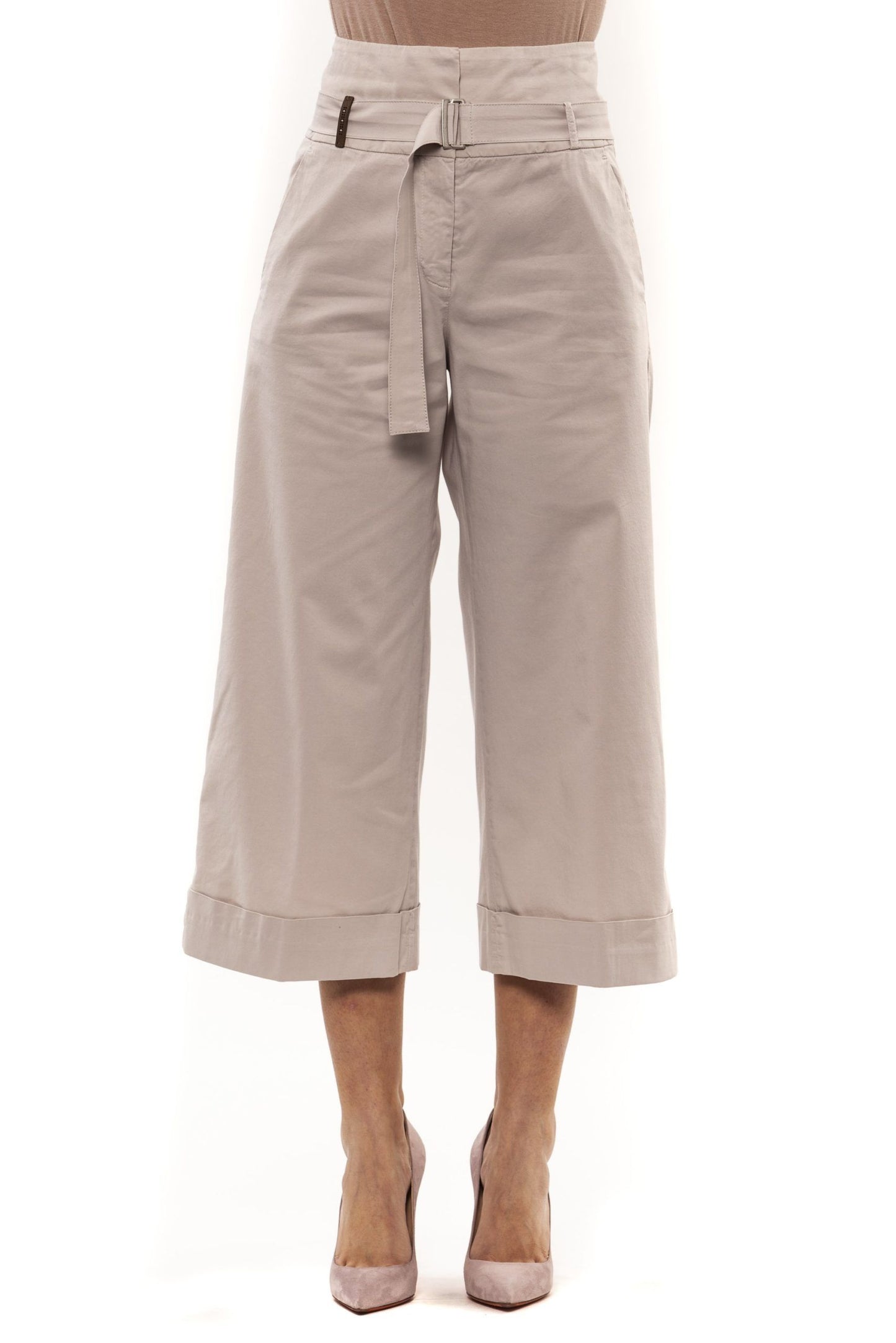 Peserico Beige Cotton Women Palazzo Pants