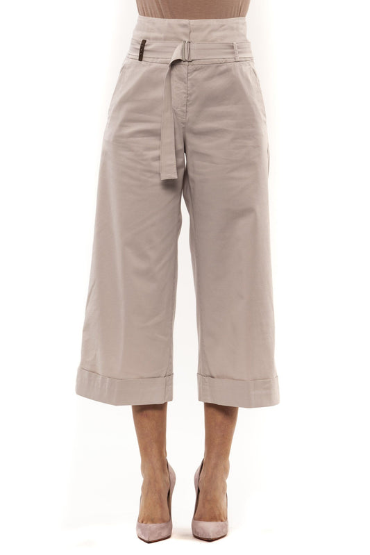 Peserico Beige Cotton Women Palazzo Pants