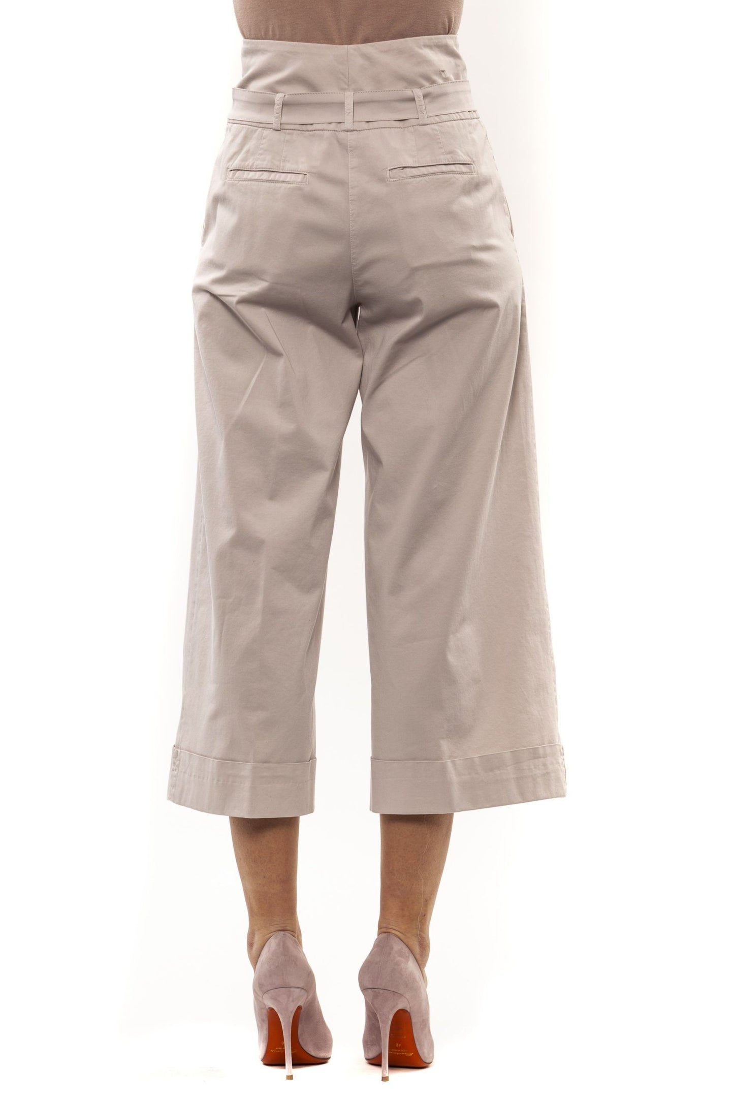 Peserico Beige Cotton Women Palazzo Pants