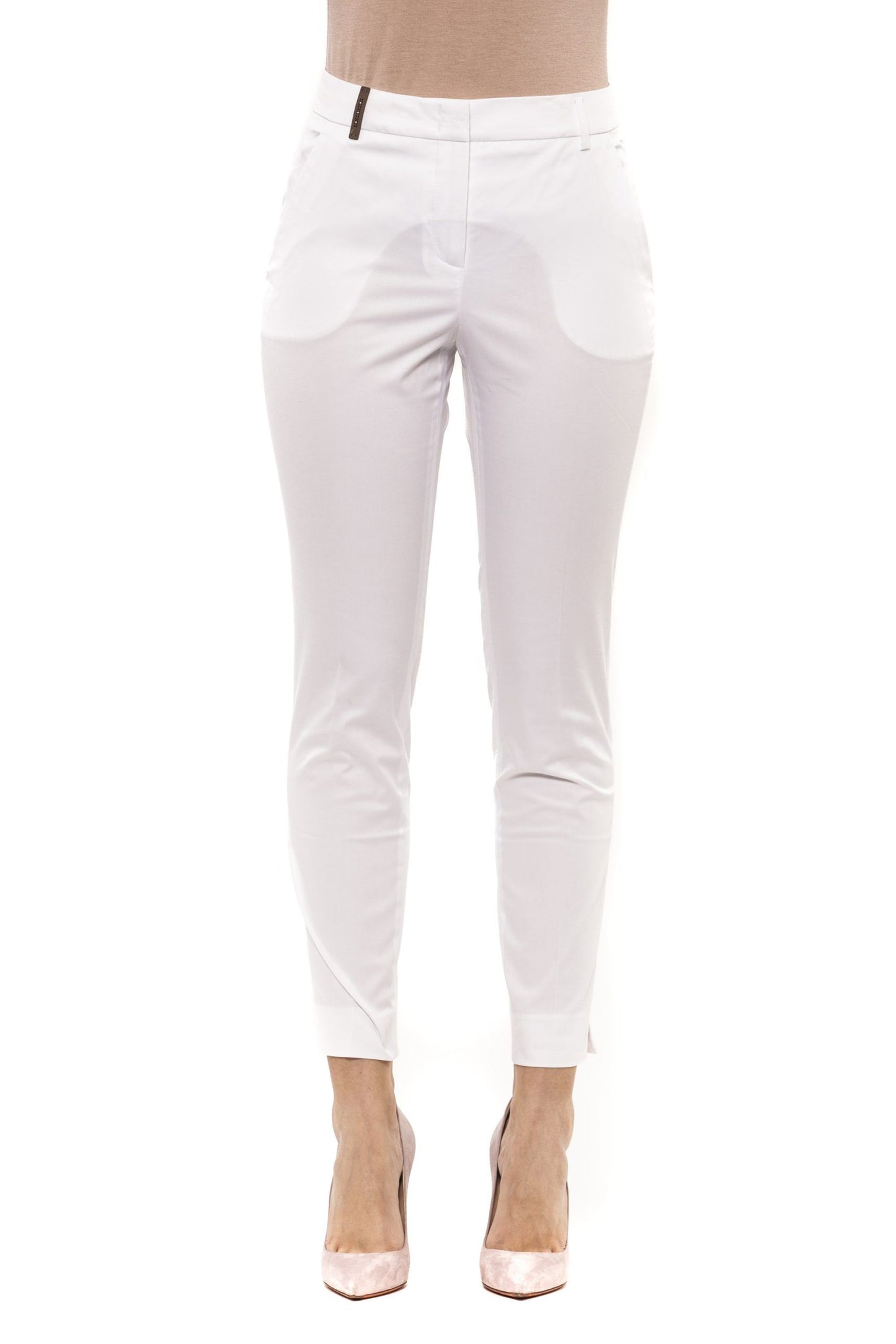 Peserico White Cotton Women Trouser